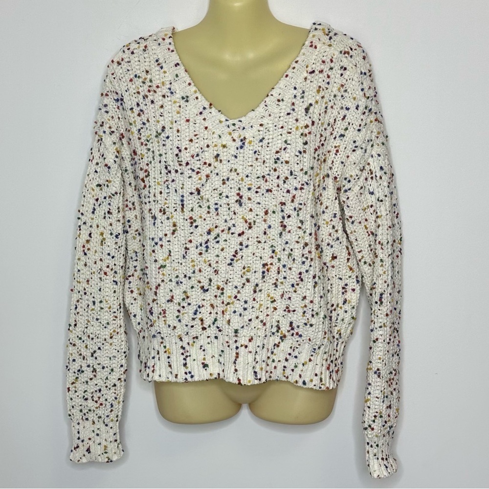 I.N. San Francisco White V-neck with Multicolor Specks size M